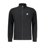 Black North Sails cotton men's sweatshirt with a crew neck and long sleeves, featuring subtle branding and a comfortable fit.