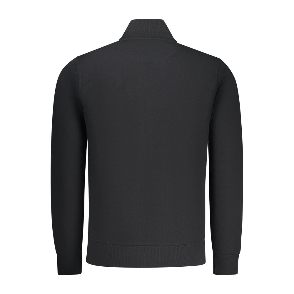Black North Sails cotton men's sweatshirt with a crew neck and logo detail, comfortable casual apparel.