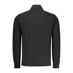 Black North Sails cotton men's sweatshirt with a crew neck and logo detail, comfortable casual apparel.