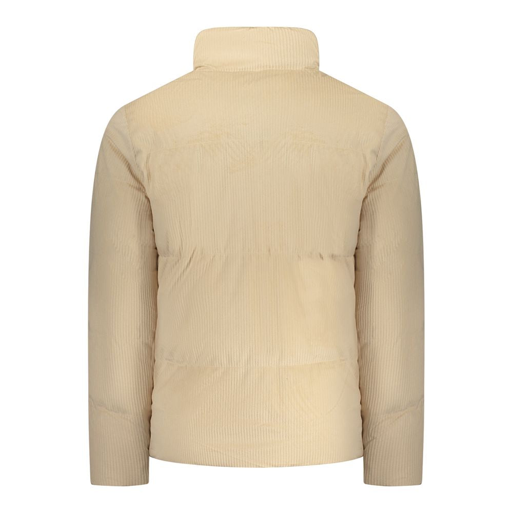 Beige Rifle men's polyester jacket with a stand collar and zip front, suitable for casual wear and outdoor activities.