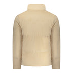 Beige Rifle men's polyester jacket with a stand collar and zip front, suitable for casual wear and outdoor activities.