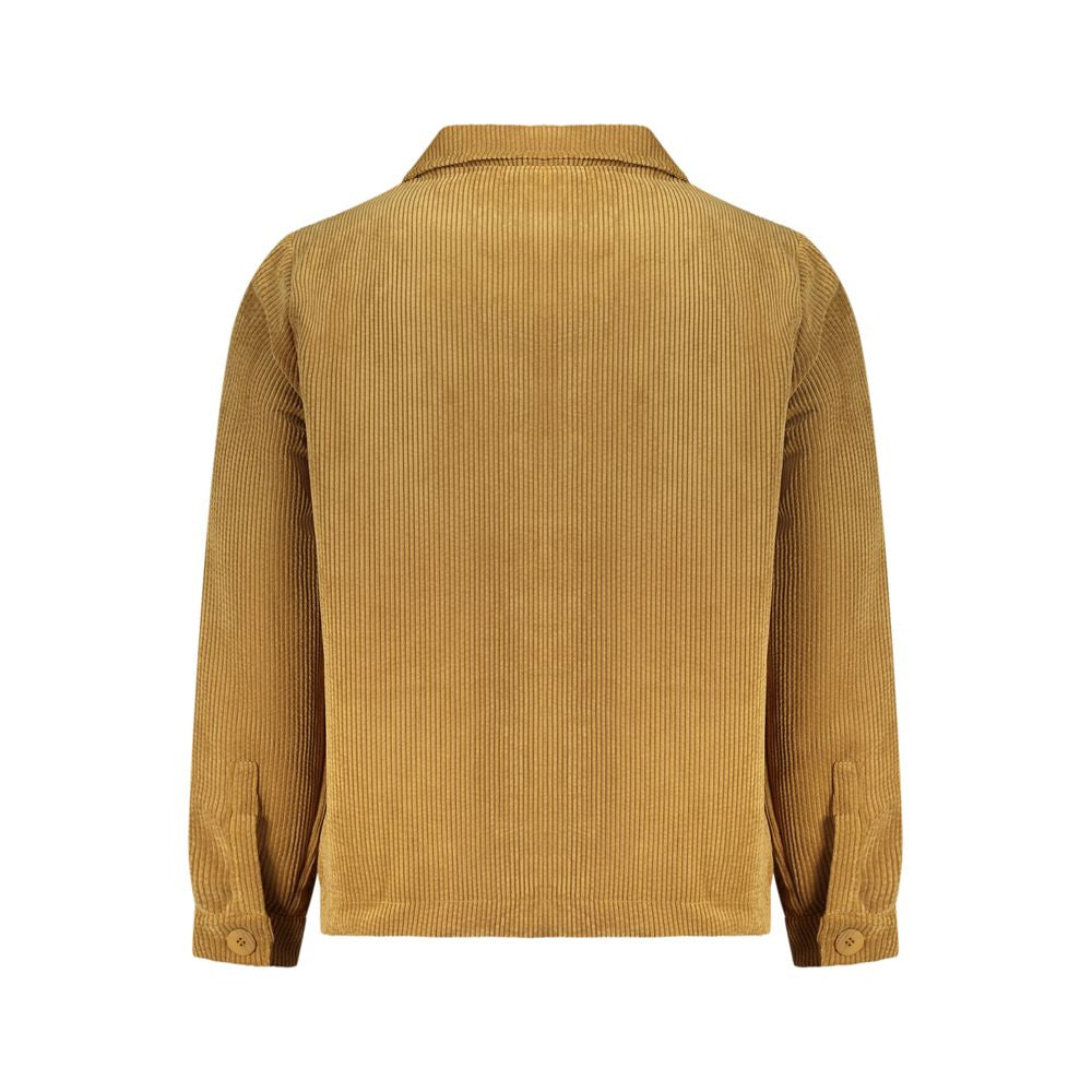Rifle men's brown polyester shirt with long sleeves and button-front design, casual style for everyday wear.