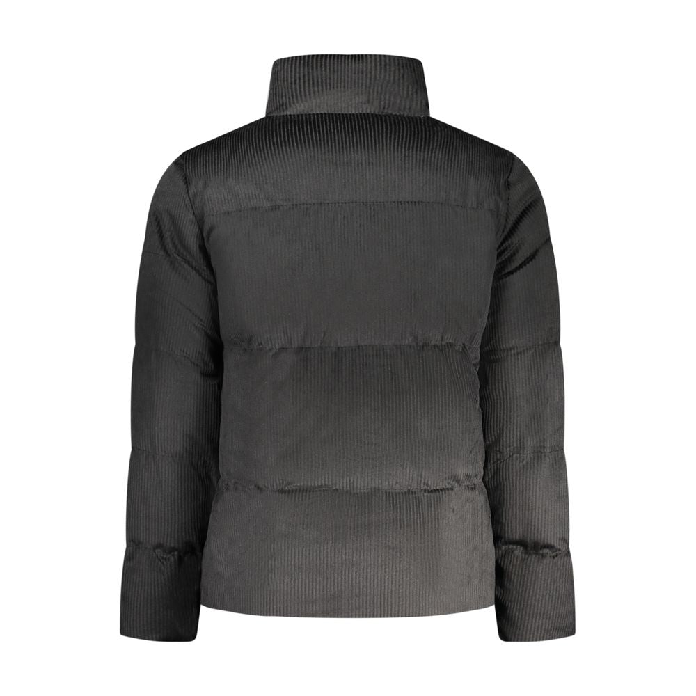 Black Rifle men's polyester jacket with a front zipper and collar, displayed on a hanger against a plain background.