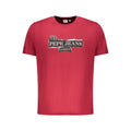 Red cotton men’s T-shirt by Pepe Jeans, featuring a classic fit and crew neckline, shown on a plain background.