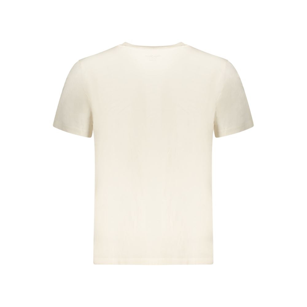 Beige cotton men's T-shirt by Pepe Jeans, casual fit, with short sleeves and round neckline, displayed on a plain background.