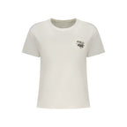 White cotton women’s T-shirt by Pepe Jeans, featuring a casual fit and classic crew neckline, displayed on a plain background.