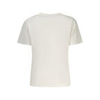 White cotton women’s T-shirt by Pepe Jeans featuring a casual fit and classic crew neckline.