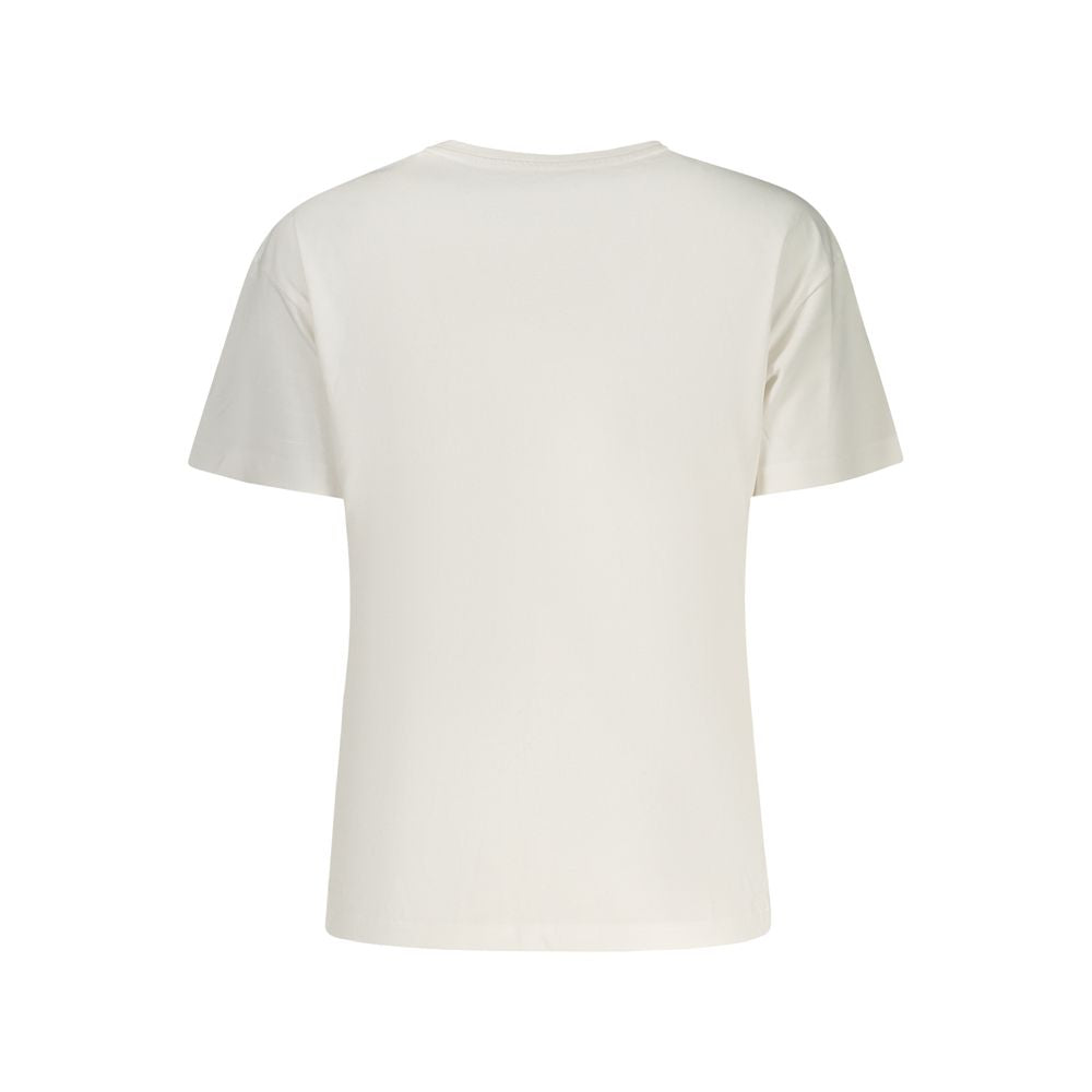 White cotton women’s T-shirt by Pepe Jeans featuring a casual fit and classic crew neckline.