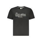 Black cotton men's T-shirt by Pepe Jeans, featuring a classic fit and short sleeves, displayed on a plain background.