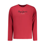 Pepe Jeans Rosso cotton men's T-shirt displayed on a hanger, featuring a classic fit and casual style.