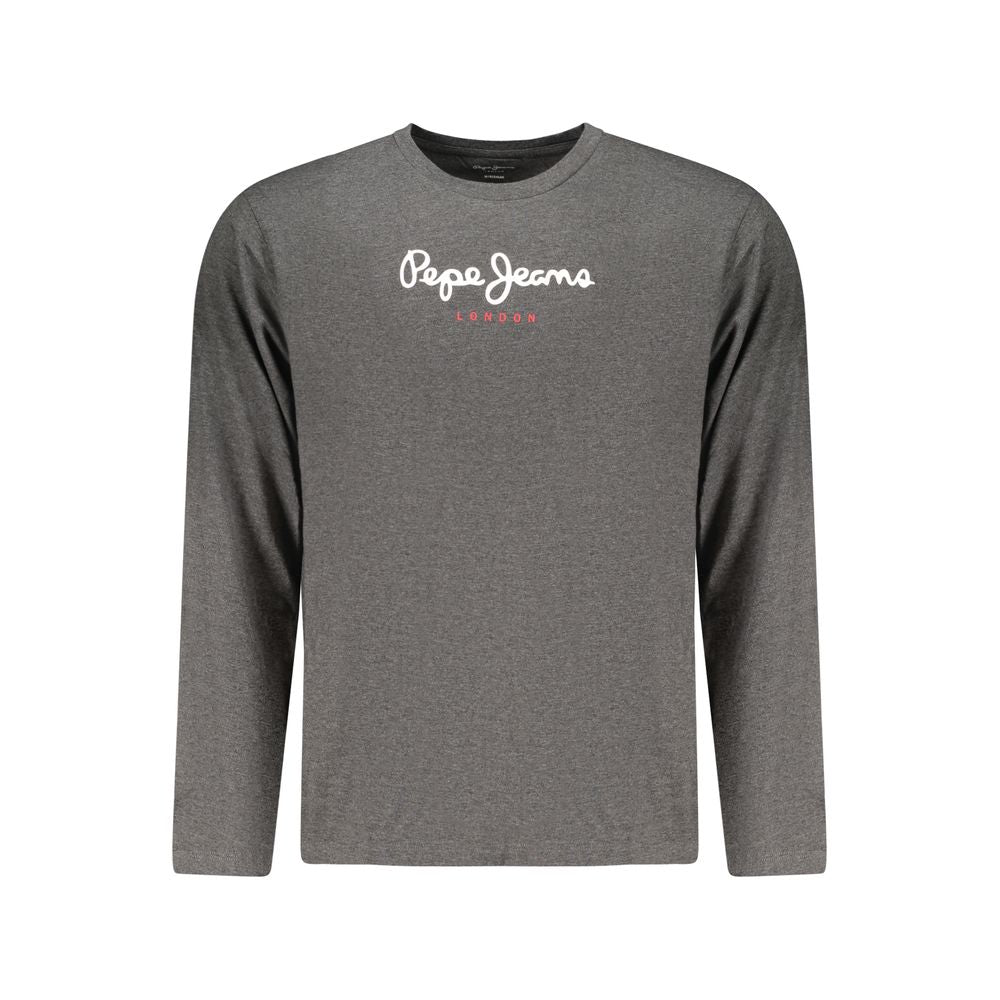 Pepe Jeans men's gray cotton T-shirt with round neckline and short sleeves, casual style, front logo detail.