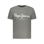 Pepe Jeans gray cotton men's T-shirt with crew neckline and short sleeves, casual style for everyday wear.