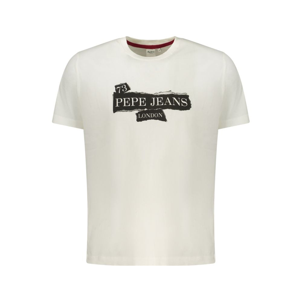 White cotton men's T-shirt by Pepe Jeans, featuring a classic fit and simple design.