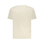 Beige cotton men's T-shirt by Pepe Jeans, plain design, crew neck, soft fabric, casual style, front view.