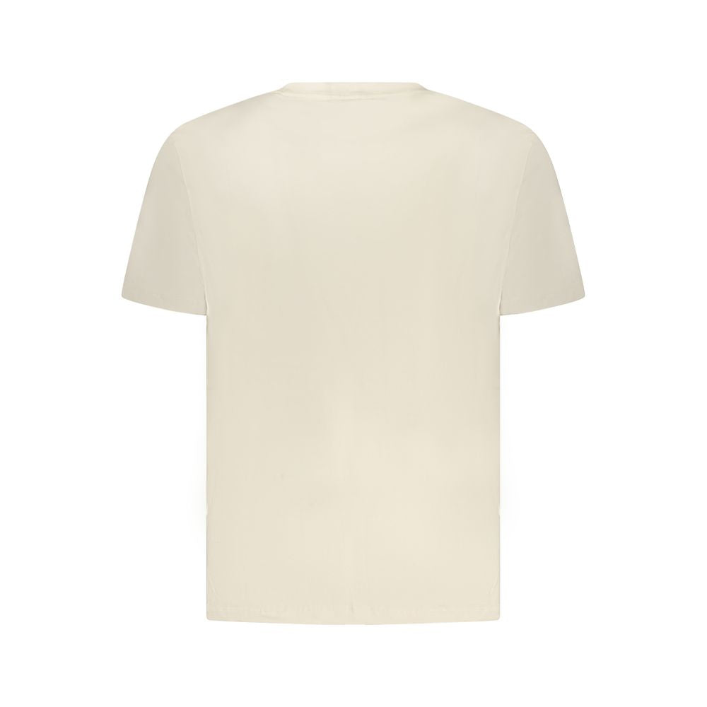 Beige cotton men's T-shirt by Pepe Jeans, plain design, crew neck, soft fabric, casual style, front view.