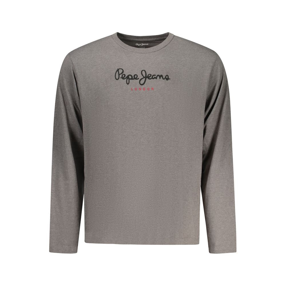 Pepe Jeans men's gray cotton T-shirt with round neckline and short sleeves, casual and comfortable everyday wear.