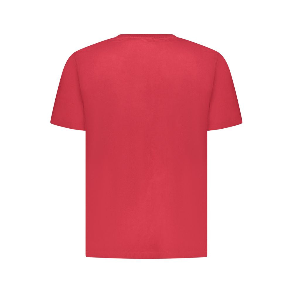 Red cotton men's T-shirt by Pepe Jeans with a classic fit and round neckline, displayed on a neutral background.