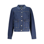 Pepe Jeans Blu cotton women’s jacket with a casual fit, featuring a front zipper and stylish design.