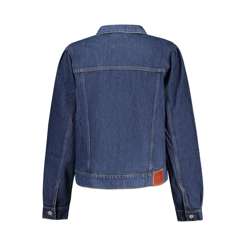 Pepe Jeans women's blue cotton jacket featuring a classic fit and stylish design, perfect for casual wear.