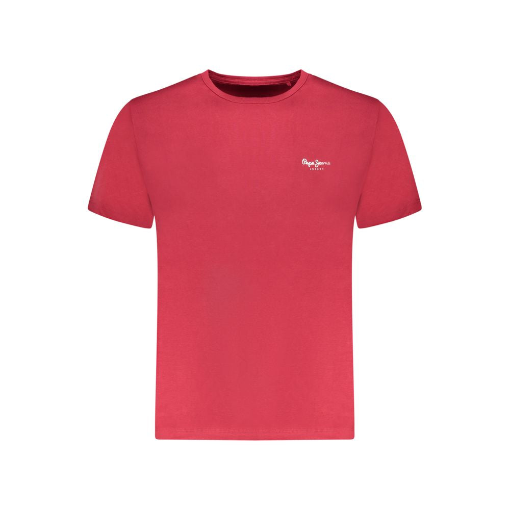 Pepe Jeans Rosso cotton men's T-shirt in red with crew neckline and short sleeves, casual style for everyday wear.