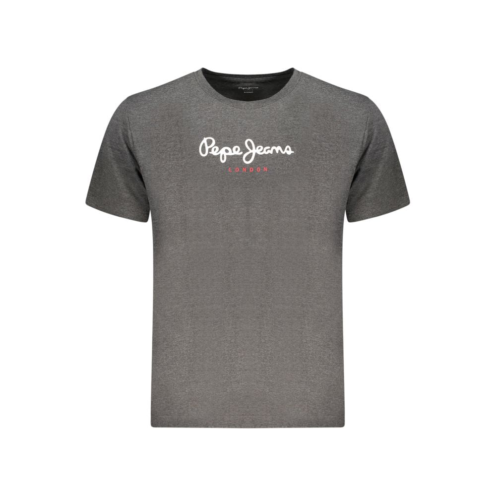 Gray cotton men's T-shirt by Pepe Jeans, featuring a classic crew neck and comfortable fit.