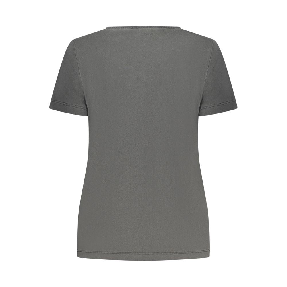Black cotton women's T-shirt by Pepe Jeans featuring a classic fit and simple crew neckline.