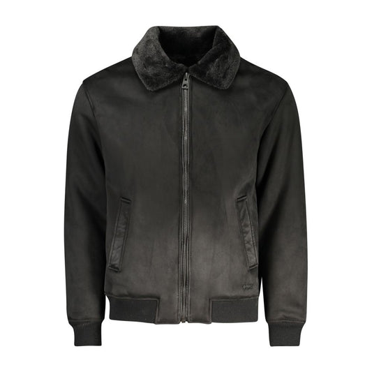 Guess Jeans Nero Poliuretano Men Jacket Guess Jeans