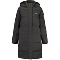 Black Guess Jeans women's jacket made of polyester, featuring a stylish design with a zippered front and collar.
