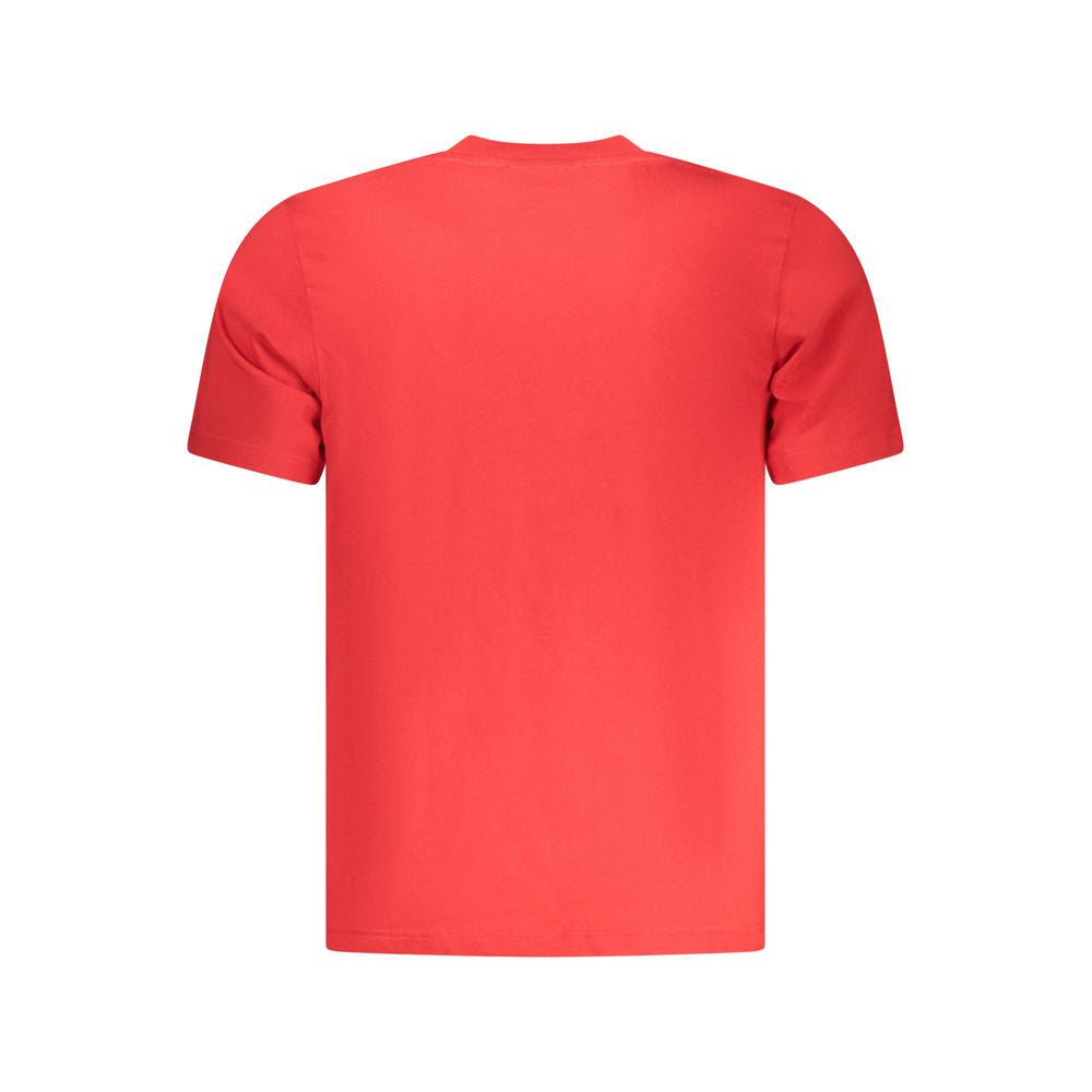 North Sails Rosso cotton men's T-shirt, plain red crew neck shirt with short sleeves, casual style, front view.