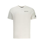 White cotton men's T-shirt by North Sails displayed on a hanger, showcasing a classic, casual style and soft fabric.