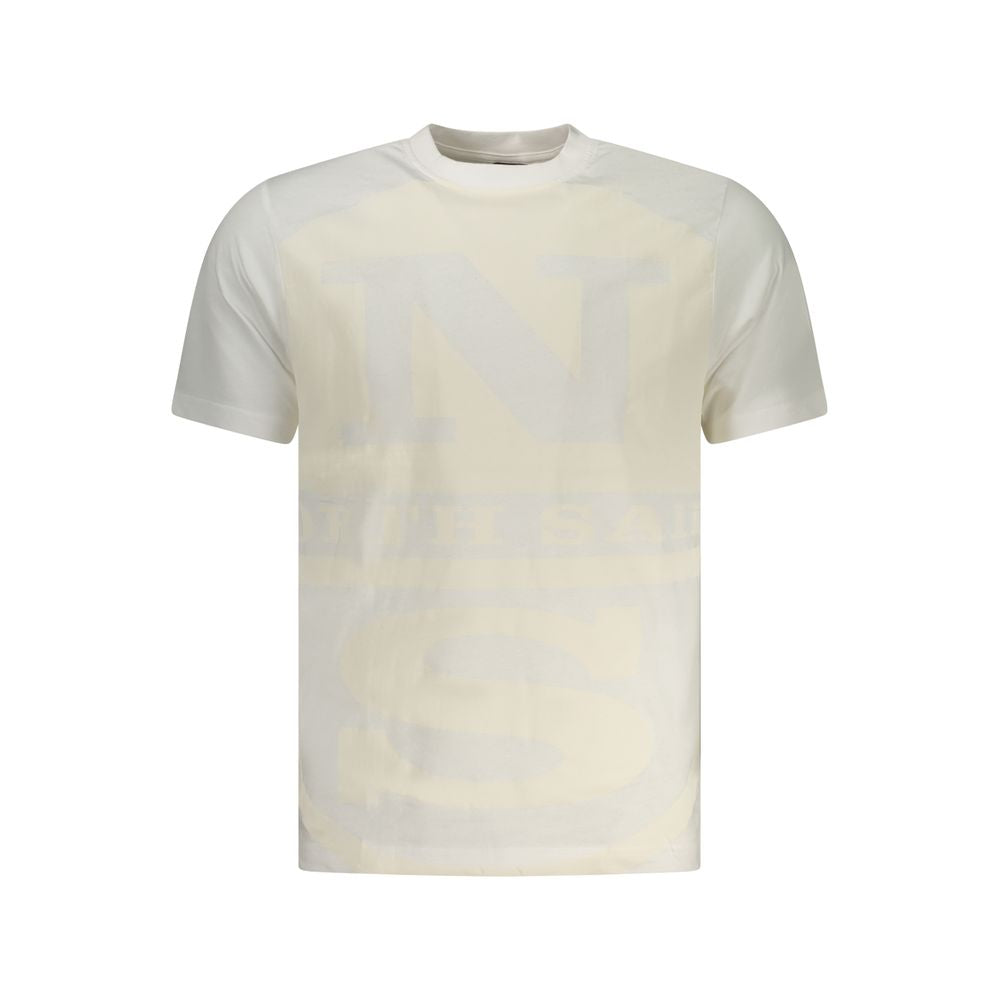 North Sails Bianco Cotton Men’s T-Shirt showing a white cotton t-shirt with a crew neck and North Sails logo on the chest.