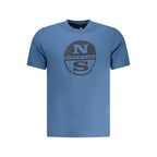 Blue North Sails cotton men's T-shirt with crew neck and short sleeves, casual style, front view.