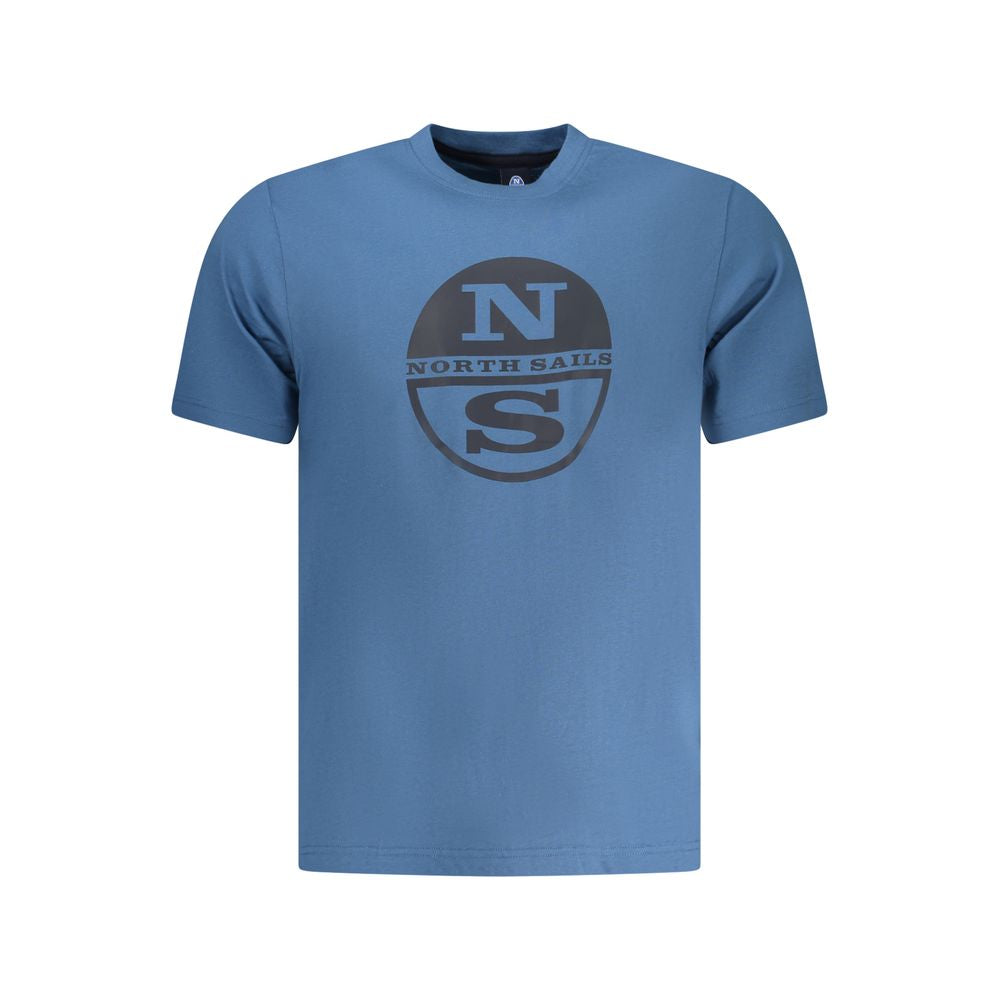 Blue North Sails cotton men's T-shirt with crew neck and short sleeves, casual style, front view.