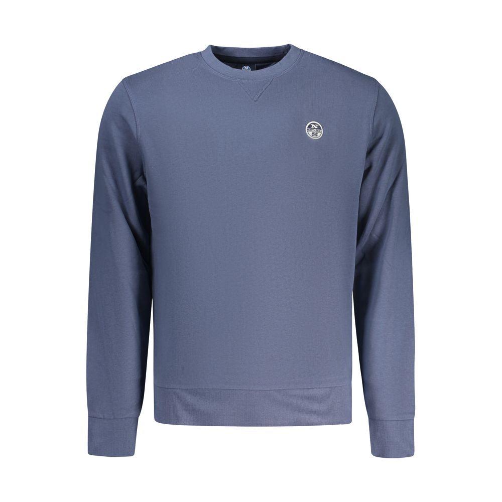 Blue cotton men's sweatshirt by North Sails, featuring a crew neck and long sleeves, casual style for everyday wear.