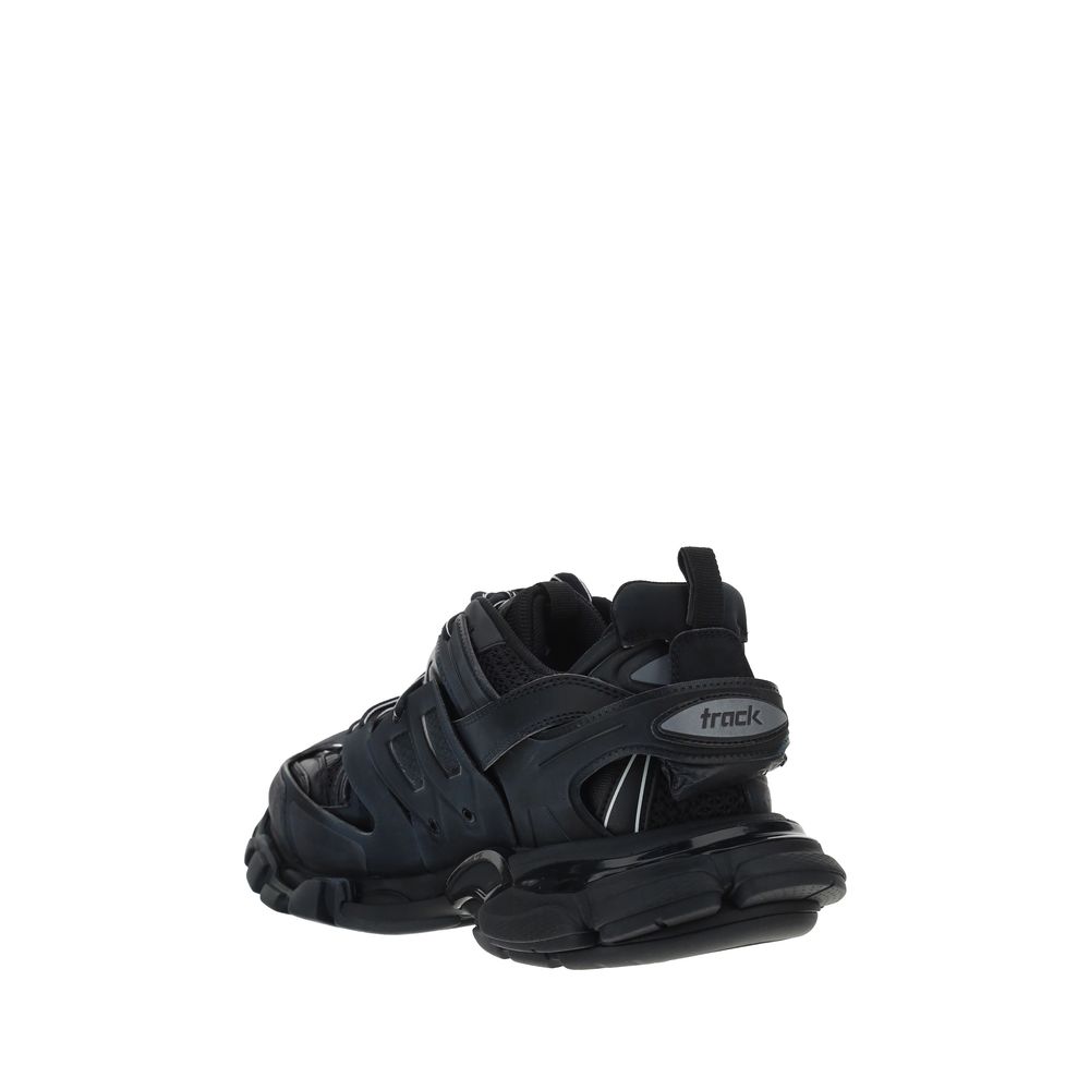 Black Balenciaga polyethylene athletic sneakers with sleek design and modern style, featuring a streamlined silhouette.