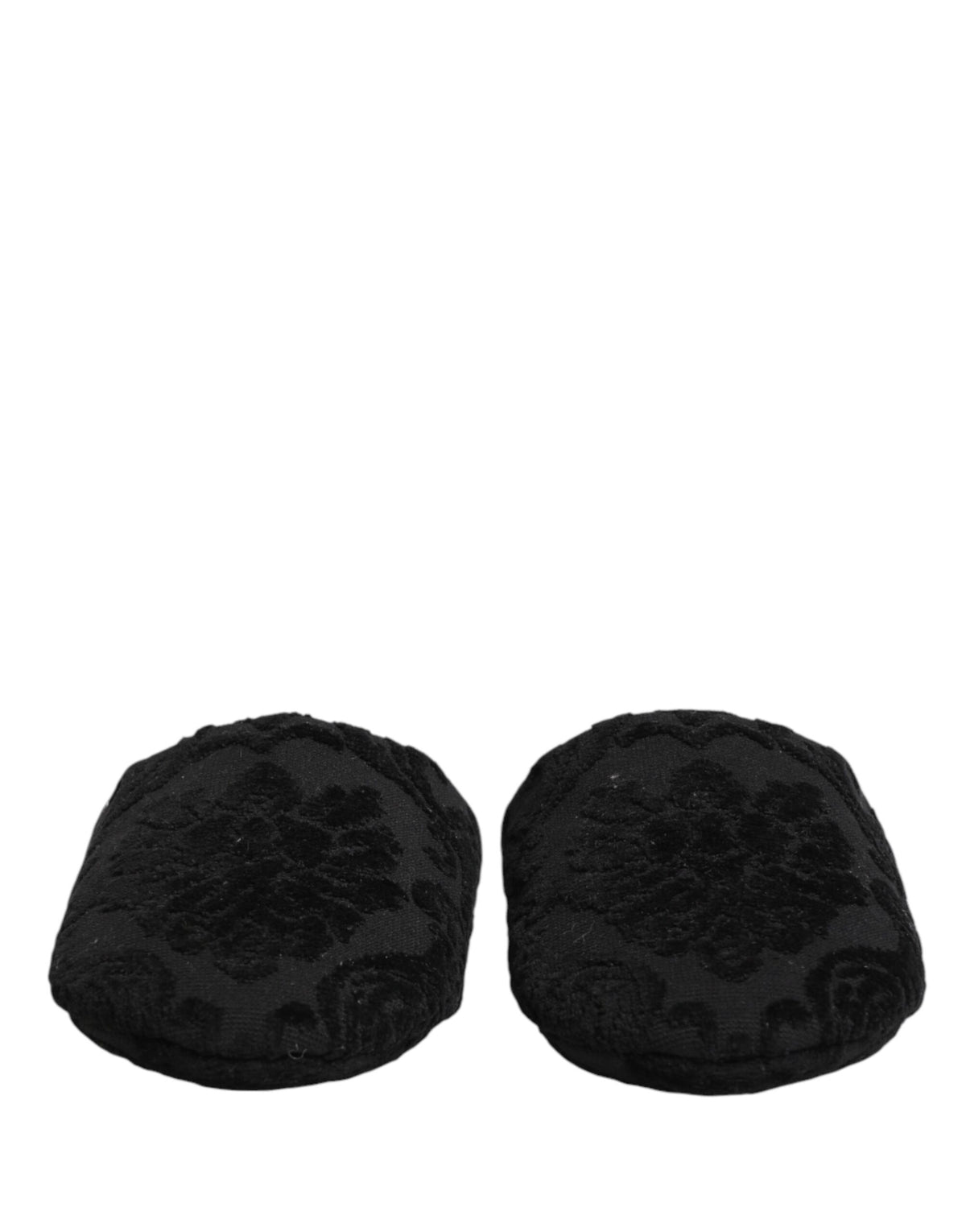 Dolce & Gabbana Black Logo Embroidered Slippers Flats Shoes - Eljoys Fashion 