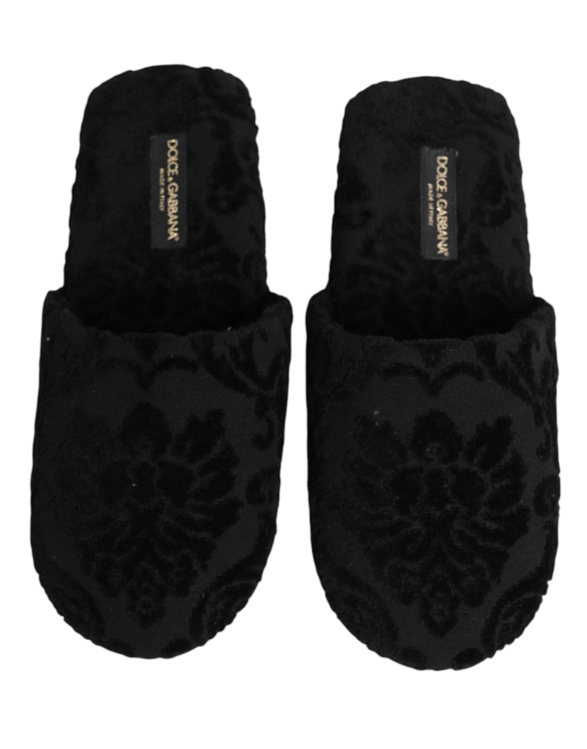 Dolce & Gabbana Black Logo Embroidered Slippers Flats Shoes - Eljoys Fashion 
