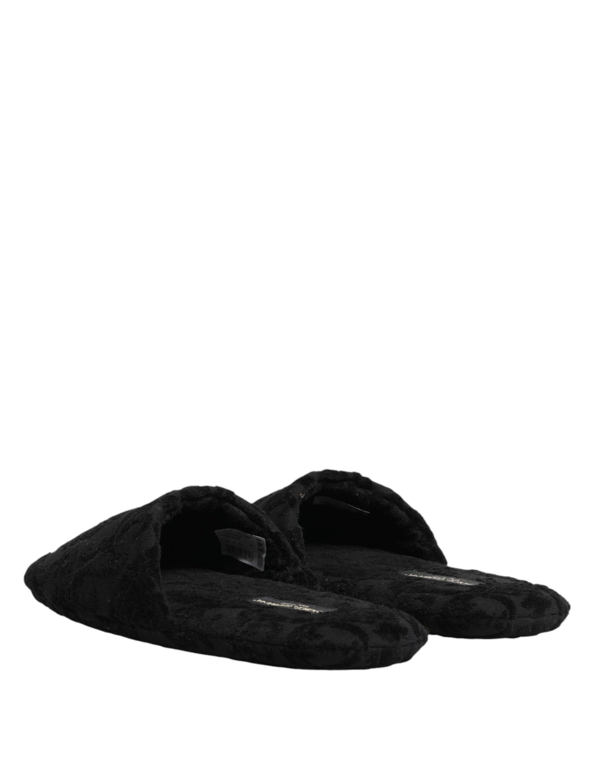 Dolce & Gabbana Black Logo Embroidered Slippers Flats Shoes - Eljoys Fashion 