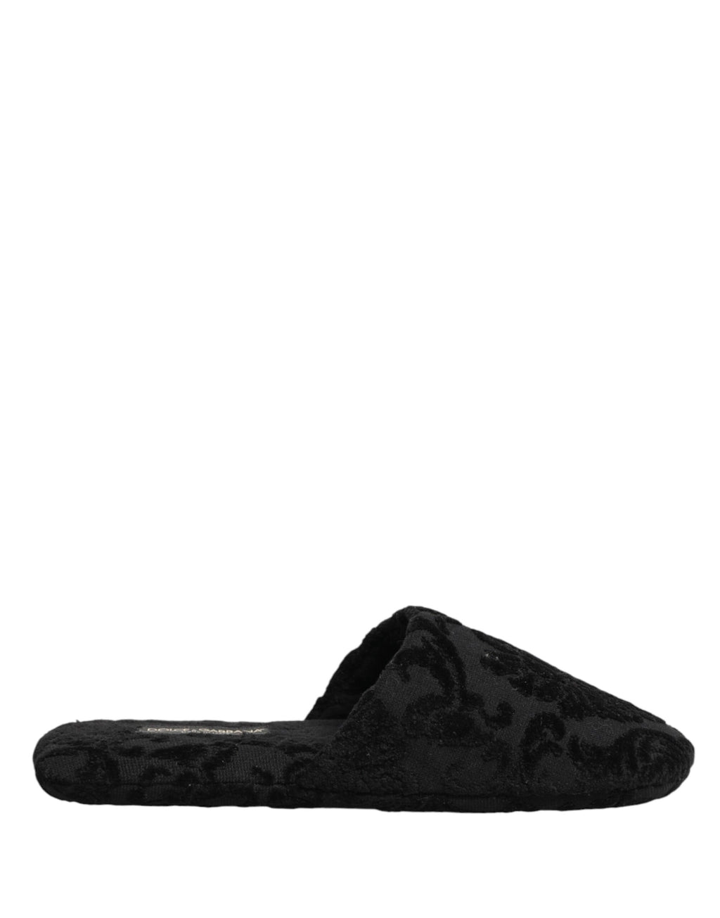 Dolce & Gabbana Black Logo Embroidered Slippers Flats Shoes - Eljoys Fashion 
