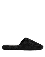Dolce & Gabbana Black Logo Embroidered Slippers Flats Shoes - Eljoys Fashion 