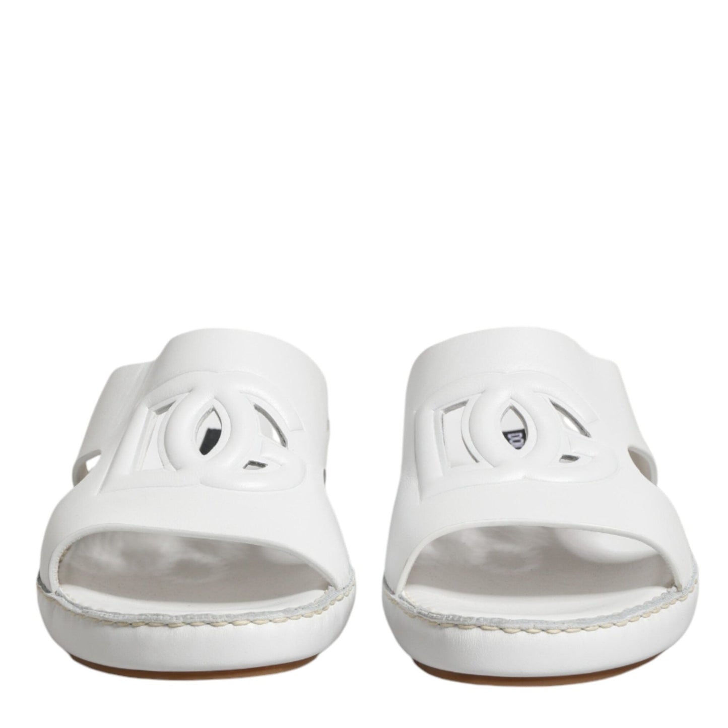 Dolce & Gabbana White DG Cutout Slides Slippers Flats Shoes