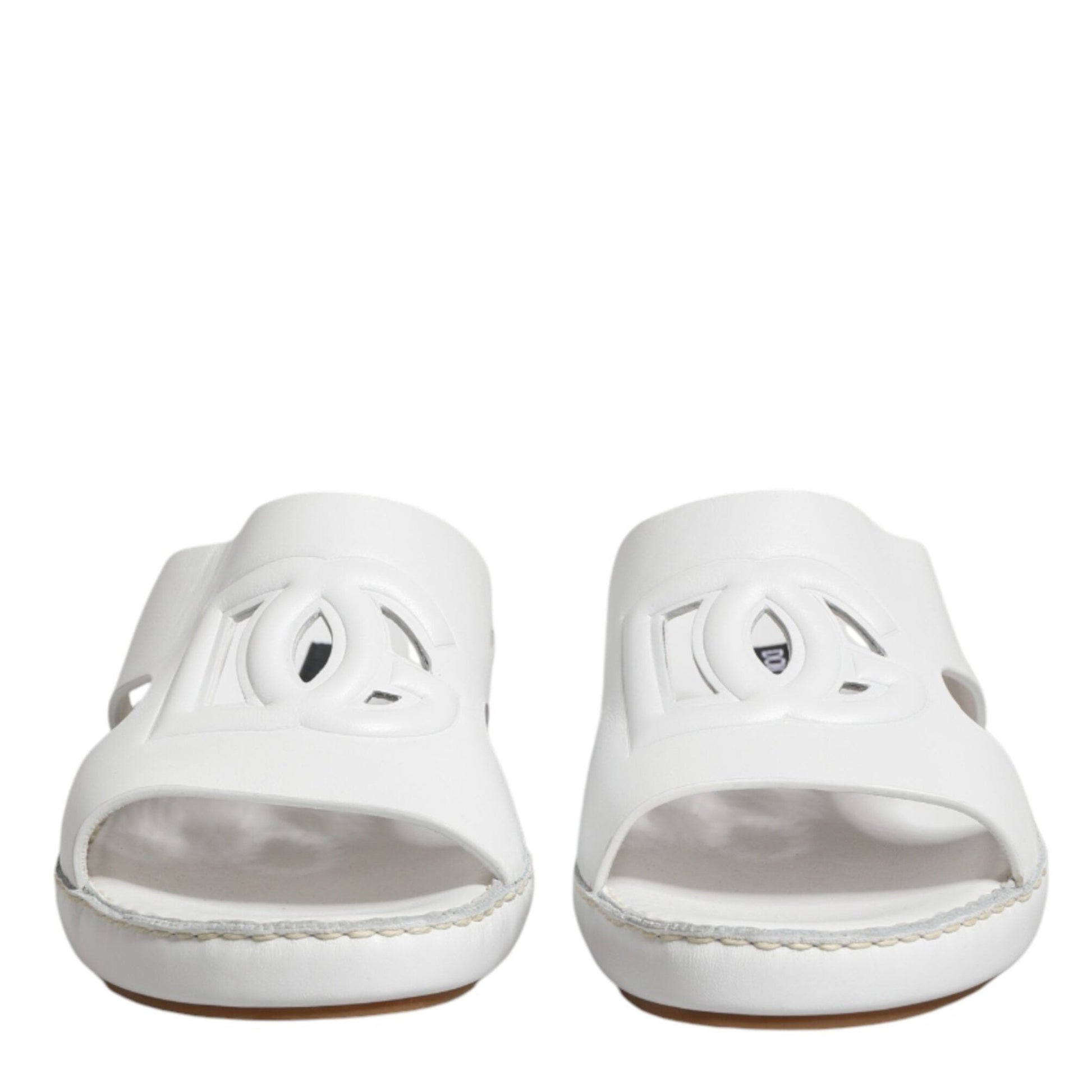 Dolce & Gabbana White DG Cutout Slides Slippers Flats Shoes