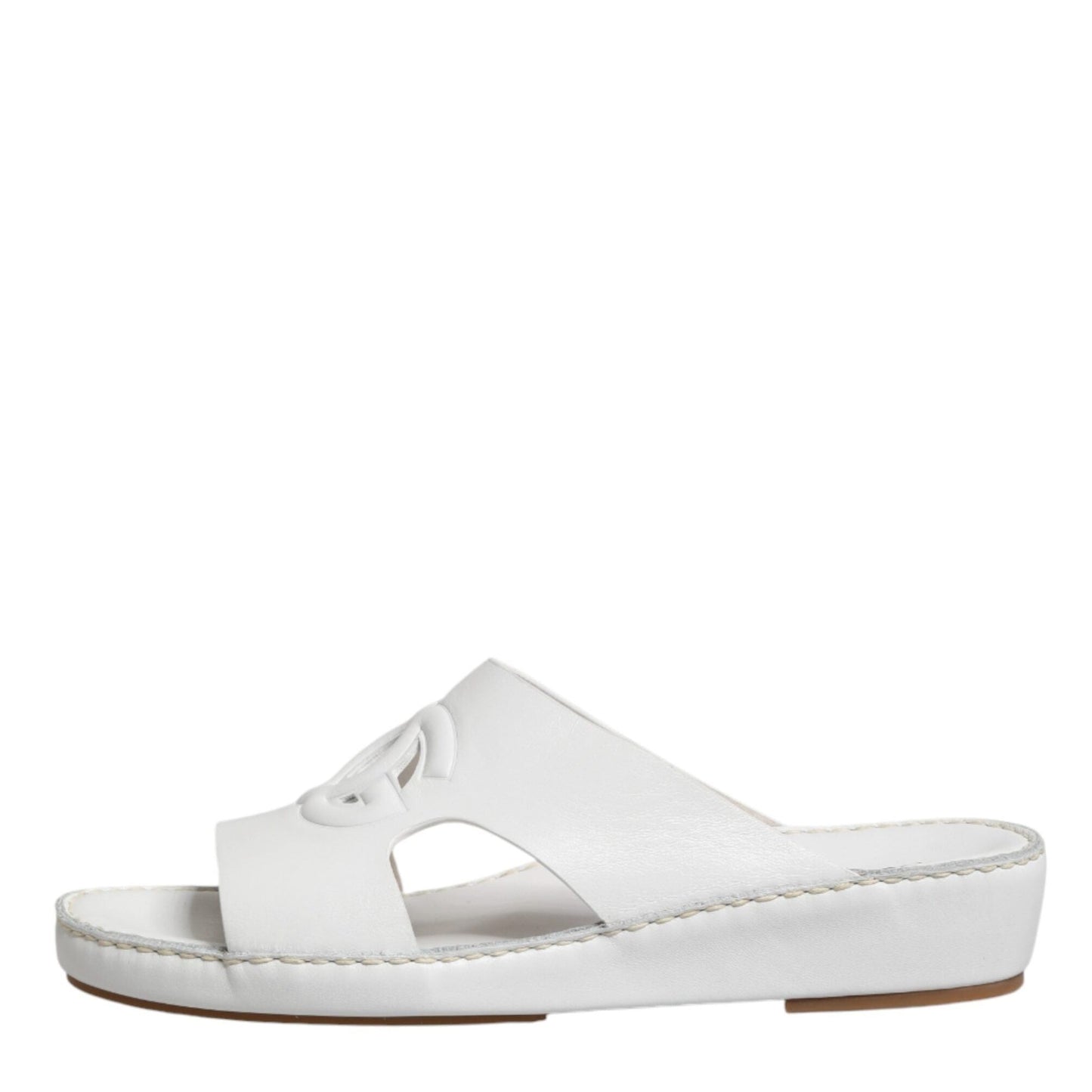 Dolce & Gabbana White DG Cutout Slides Slippers Flats Shoes