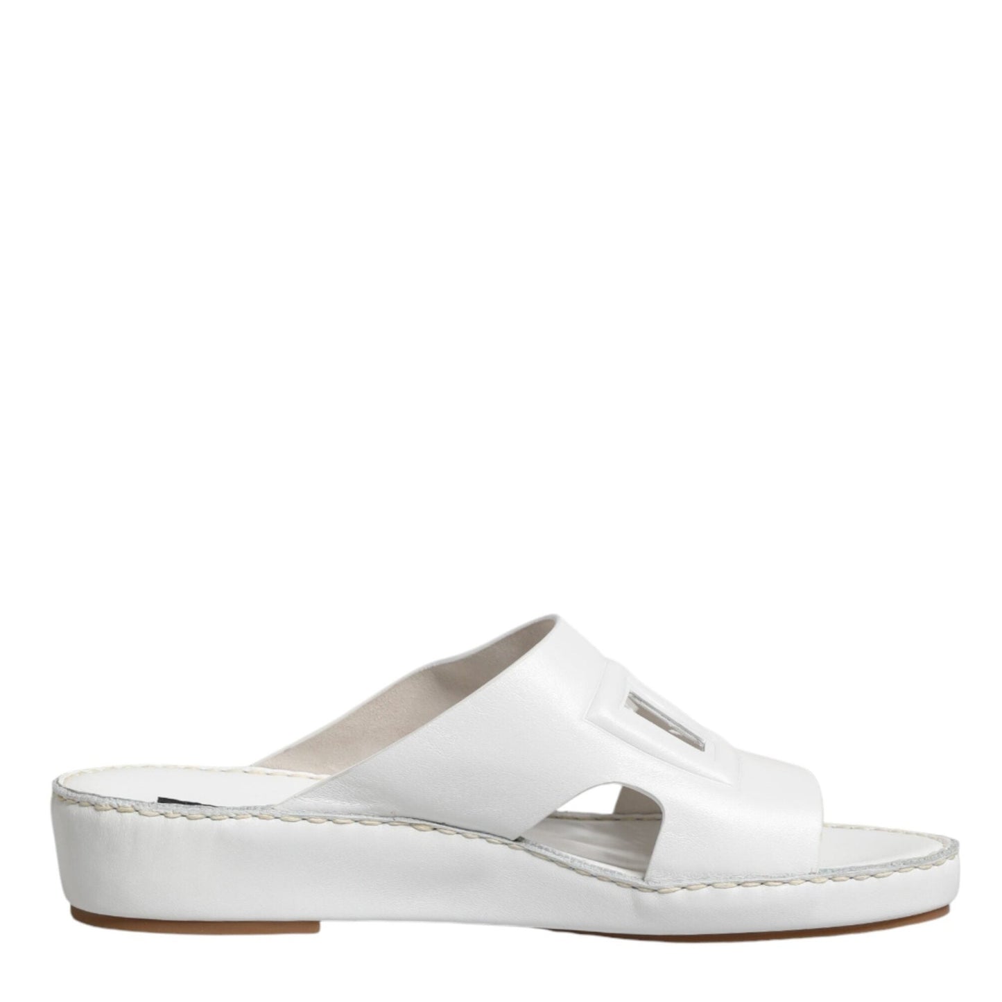 Dolce & Gabbana White DG Cutout Slides Slippers Flats Shoes