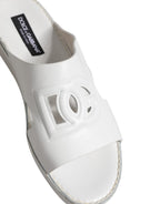 Dolce & Gabbana White DG Cutout Slides Slippers Flats Shoes
