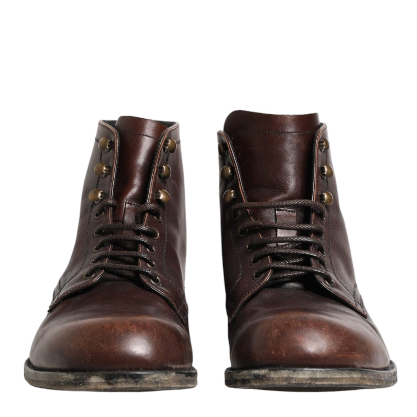 Dolce & Gabbana Brown Lace Up Short Ankle Boots Men Shoes Dolce & Gabbana