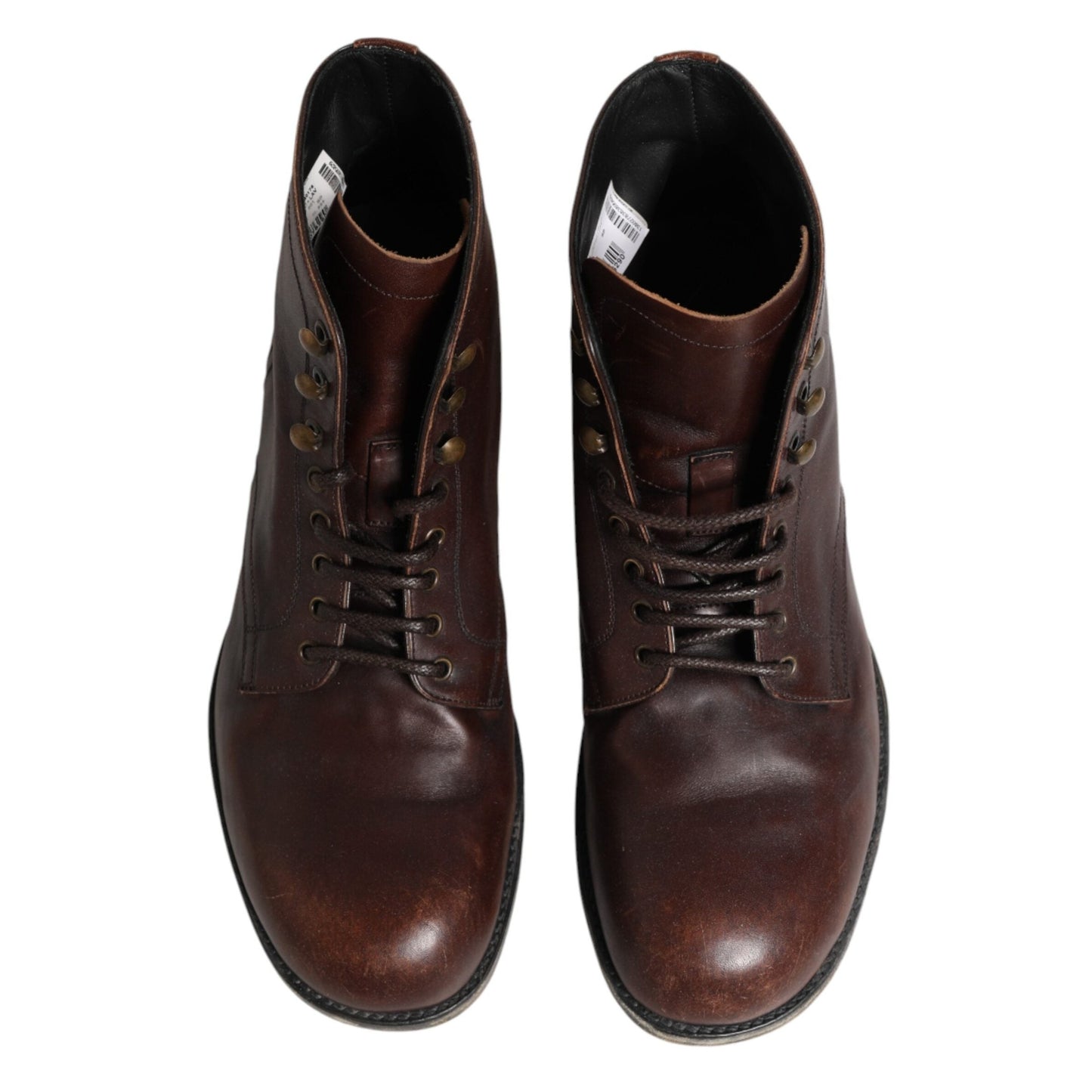 Dolce & Gabbana Brown Lace Up Short Ankle Boots Men Shoes Dolce & Gabbana