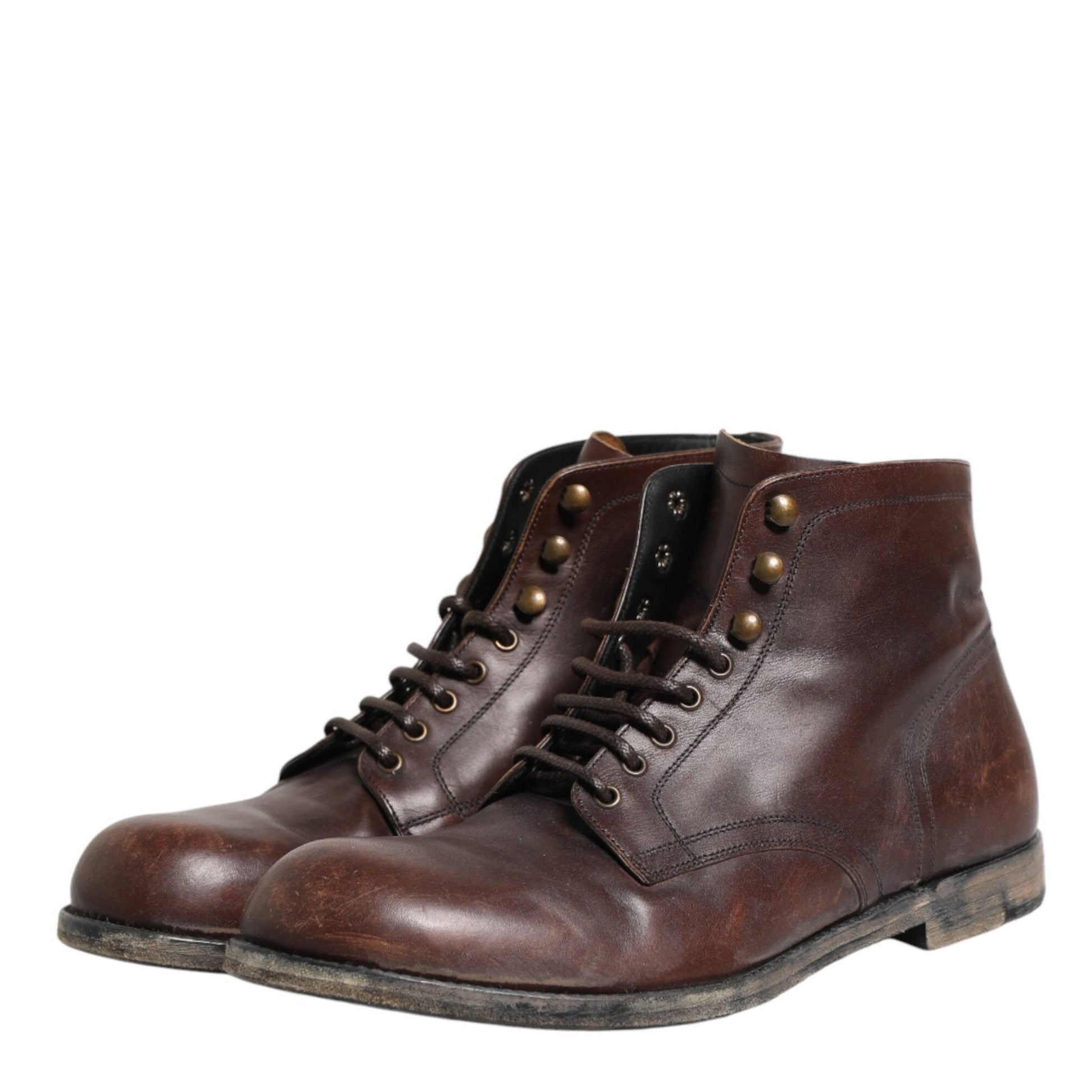 Dolce & Gabbana Brown Lace Up Short Ankle Boots Men Shoes Dolce & Gabbana