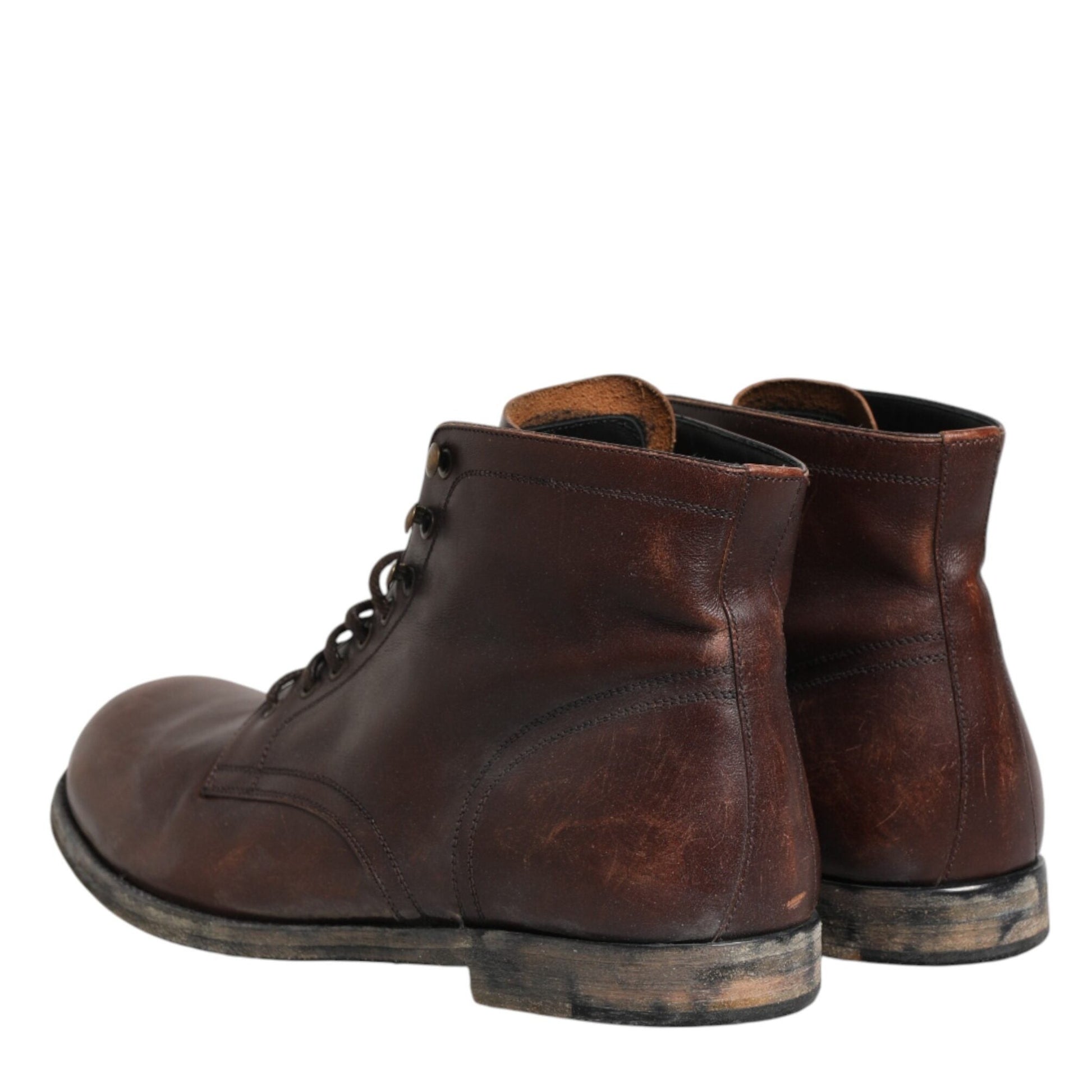 Dolce & Gabbana Brown Lace Up Short Ankle Boots Men Shoes Dolce & Gabbana