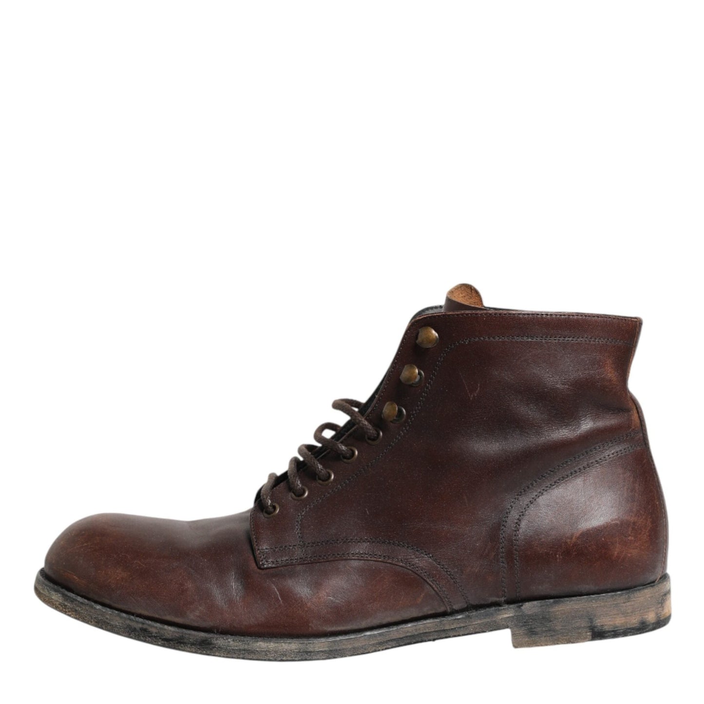 Dolce & Gabbana Brown Lace Up Short Ankle Boots Men Shoes Dolce & Gabbana